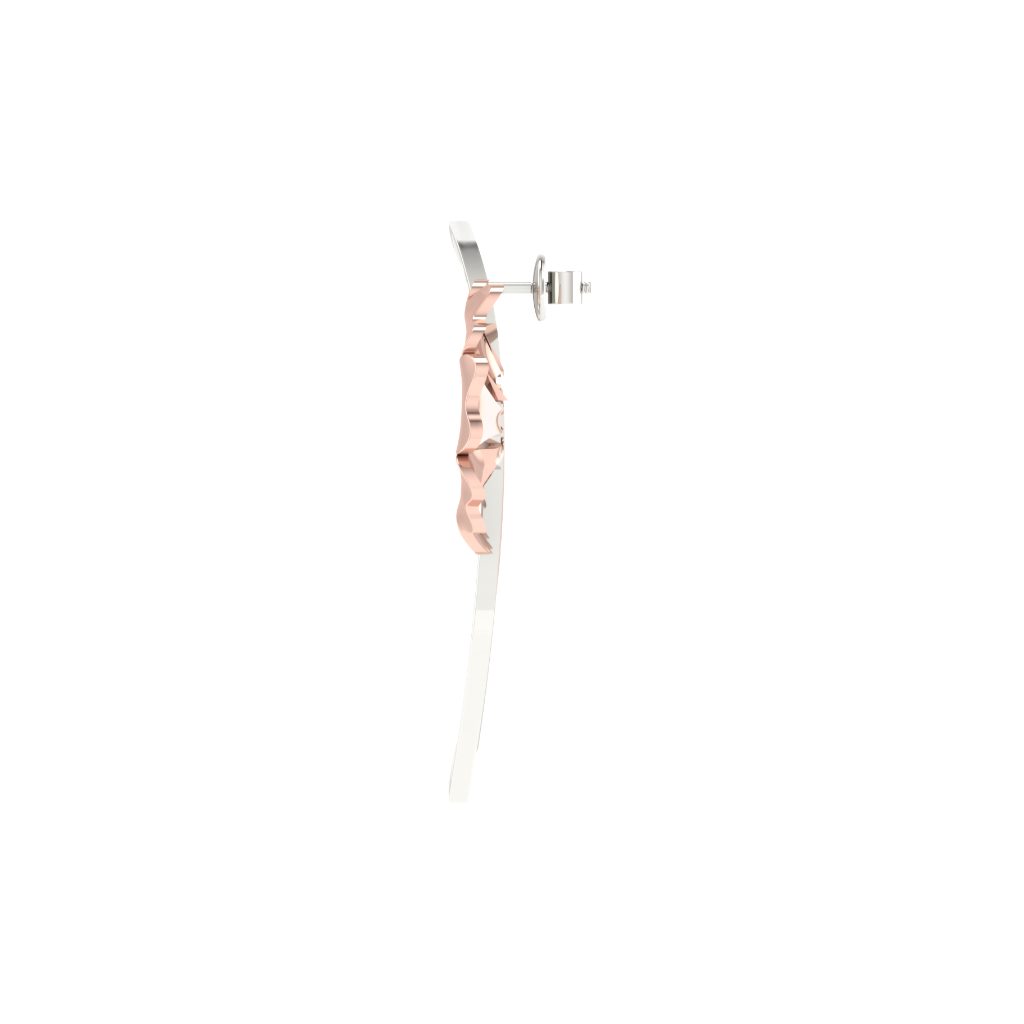 IGI Certified Natural Diamond 14/18K Fine Gold Earring Rose & White Gold
