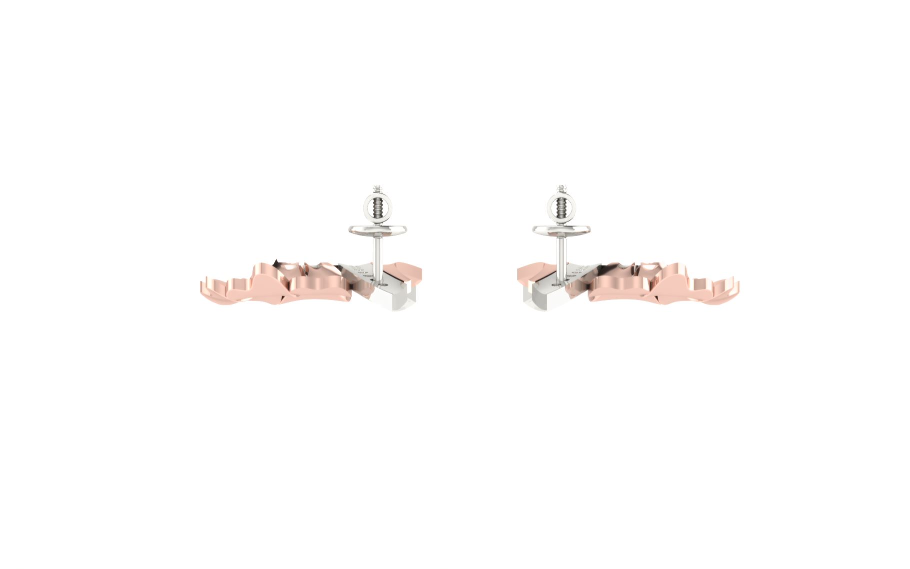 IGI Certified Natural Diamond 14/18K Fine Gold Earring Rose & White Gold