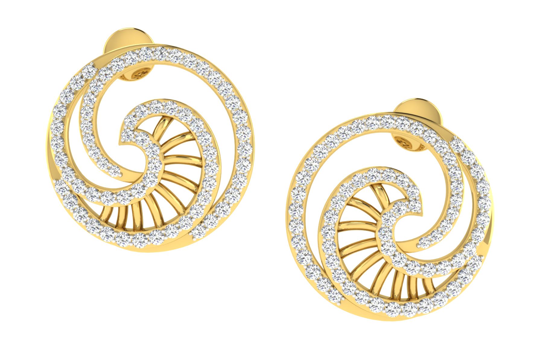 IGI Certified Natural Diamond 14/18K Fine Gold Earring Yellow Gold