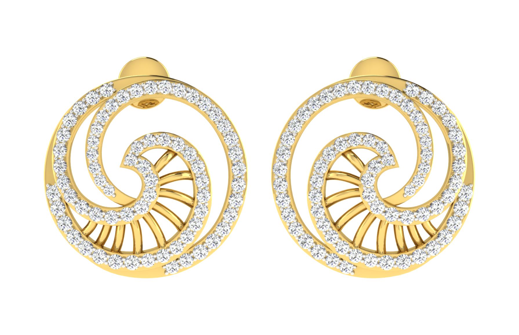 IGI Certified Natural Diamond 14/18K Fine Gold Earring Yellow Gold