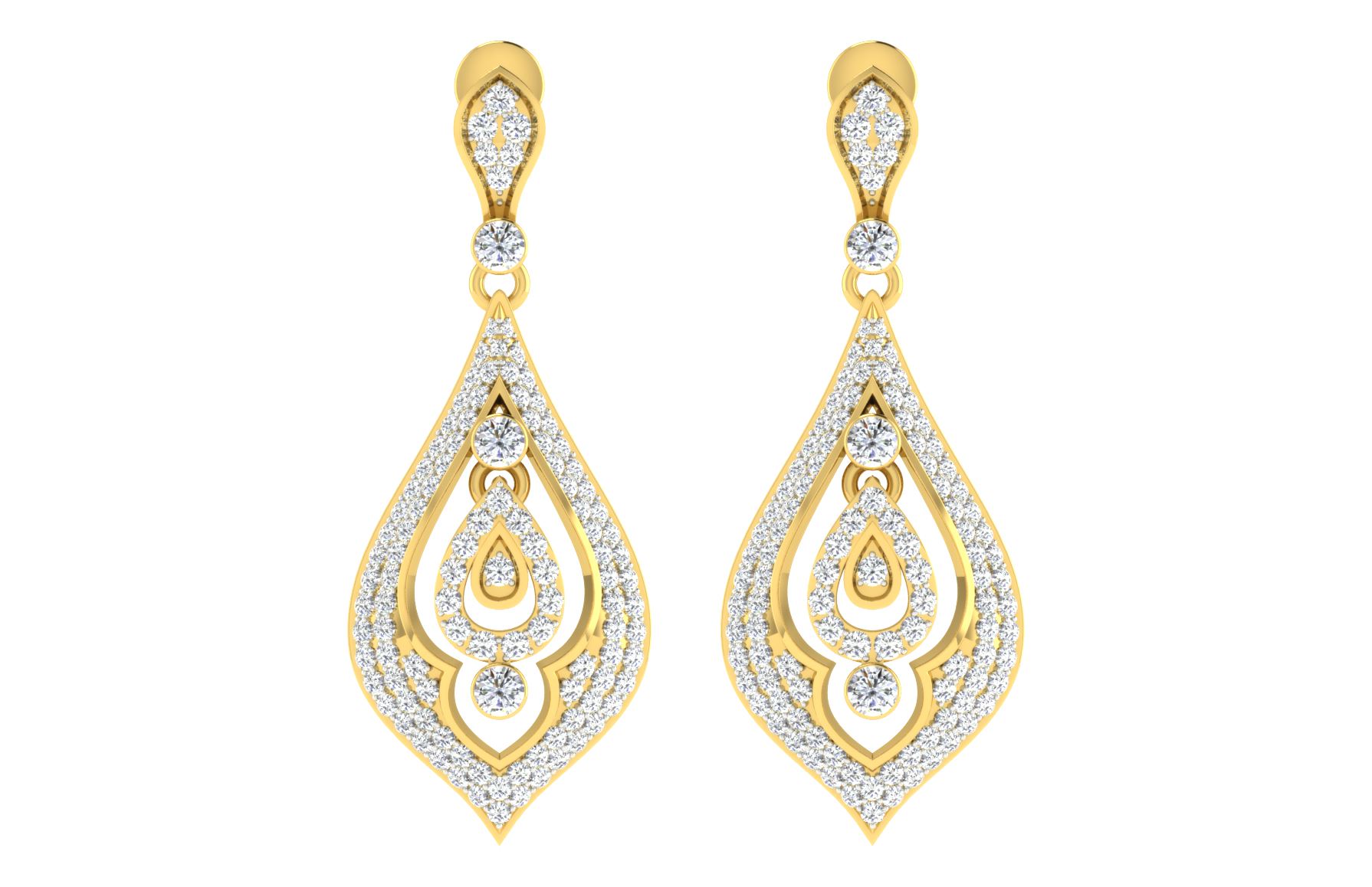 IGI Certified Natural Diamond 14/18K Fine Gold Earring Yellow Gold