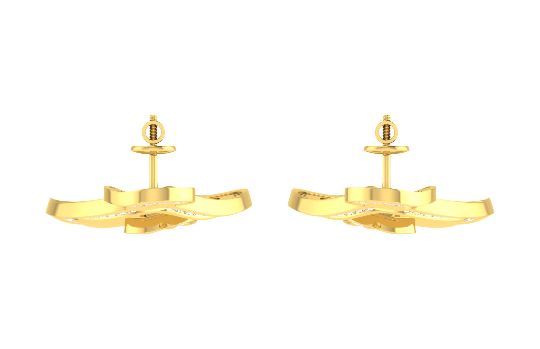IGI Certified Natural Diamond 14/18K Fine Gold Earring Yellow Gold