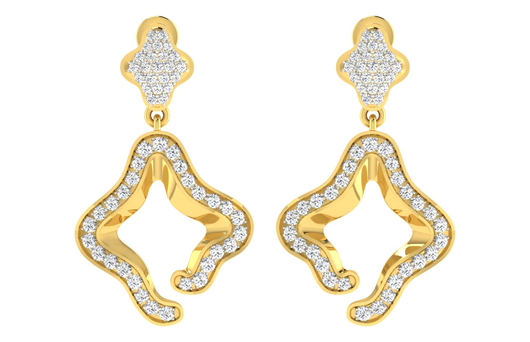 IGI Certified Natural Diamond 14/18K Fine Gold Earring Yellow Gold