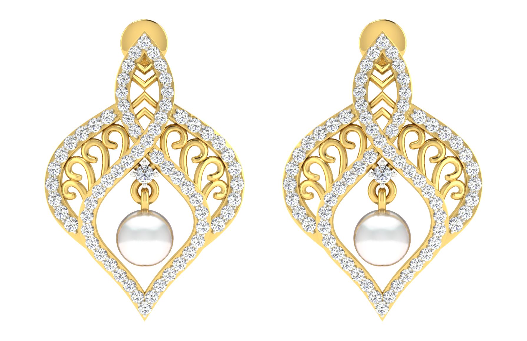 IGI Certified Natural Diamond 14/18K Fine Gold Earring Yellow Gold