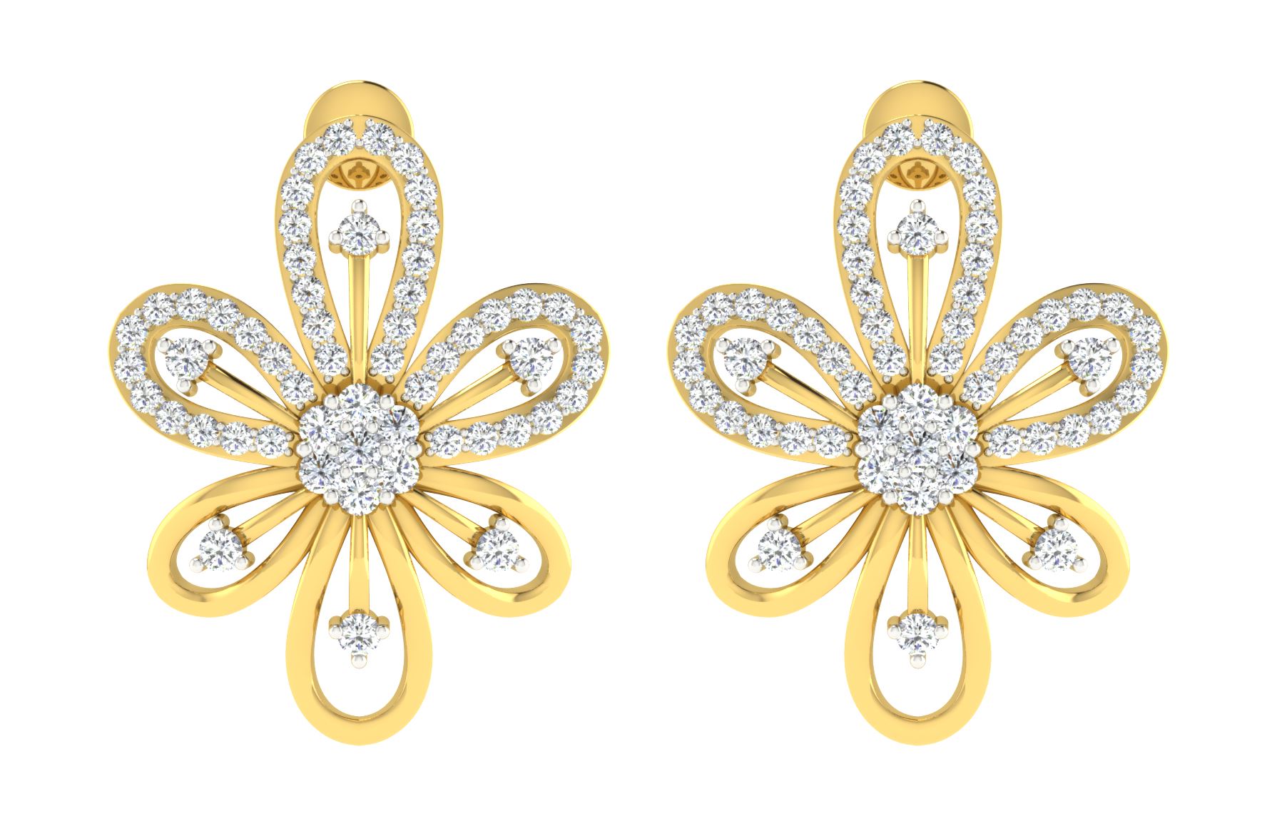 IGI Certified Natural Diamond 14/18K Fine Gold Earring Yellow Gold