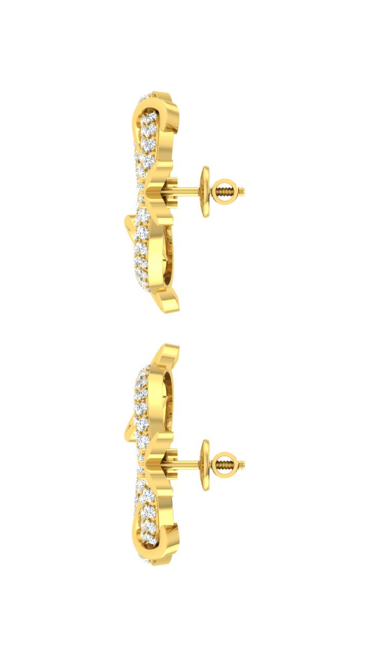 IGI Certified Natural Diamond 14/18K Fine Gold Earring Yellow Gold