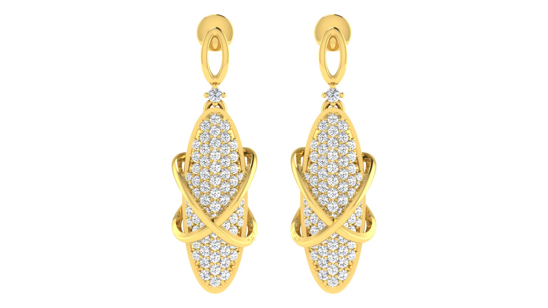 IGI Certified Natural Diamond 14/18K Fine Gold Earring Yellow Gold