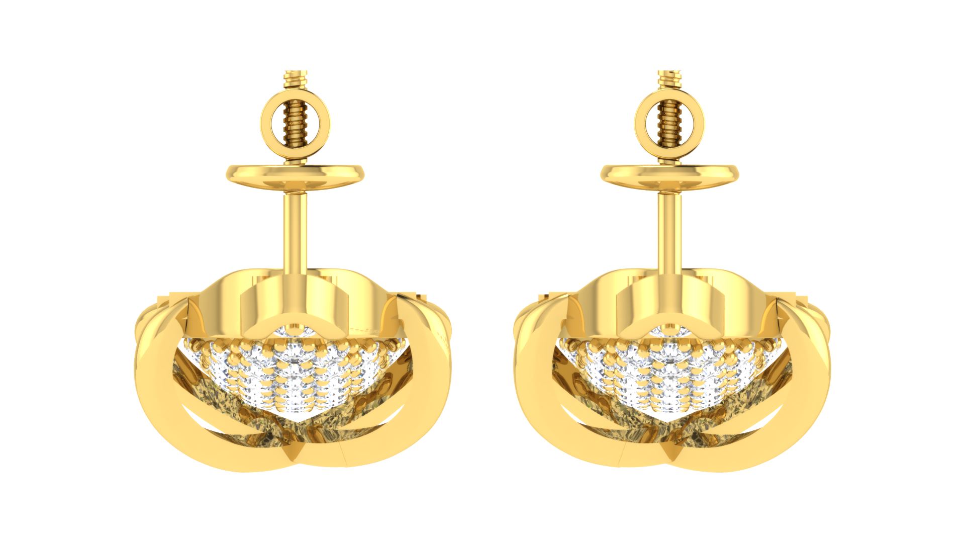 IGI Certified Natural Diamond 14/18K Fine Gold Earring Yellow Gold