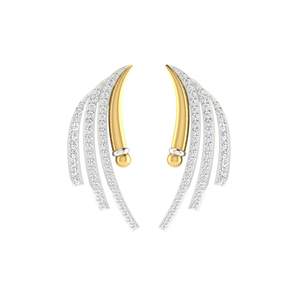 IGI Certified Natural Diamond 14/18K Fine Gold Earring White & Yellow Gold
