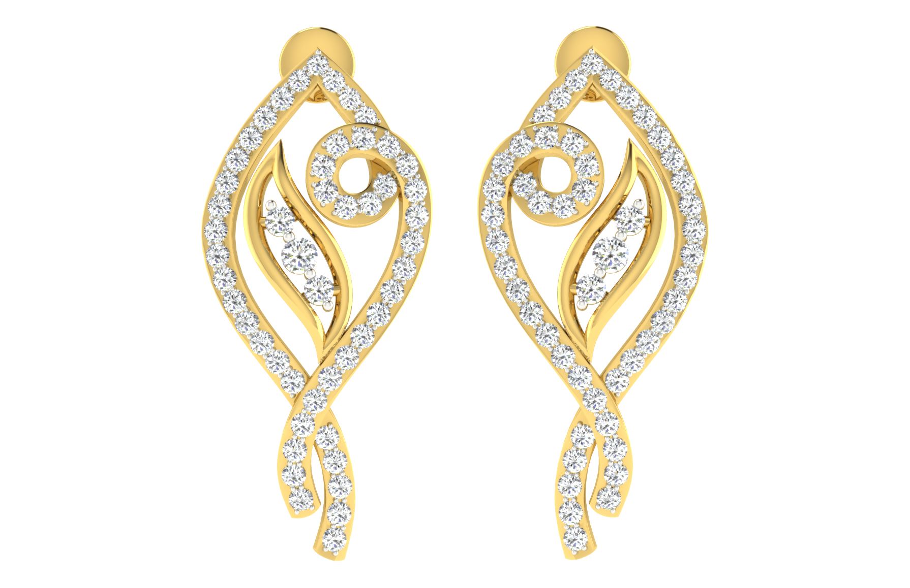 IGI Certified Natural Diamond 14/18K Fine Gold Earring Yellow Gold