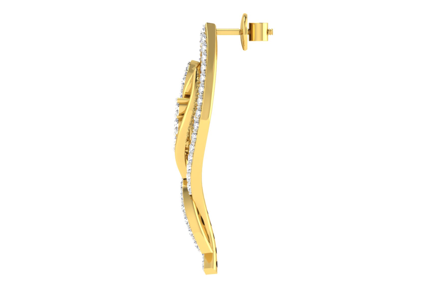 IGI Certified Natural Diamond 14/18K Fine Gold Earring Yellow Gold