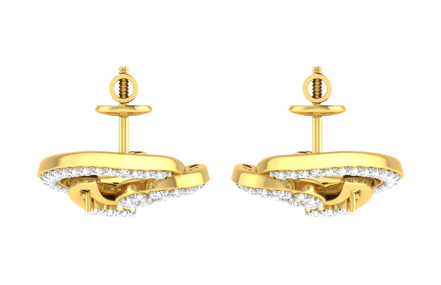IGI Certified Natural Diamond 14/18K Fine Gold Earring Yellow Gold
