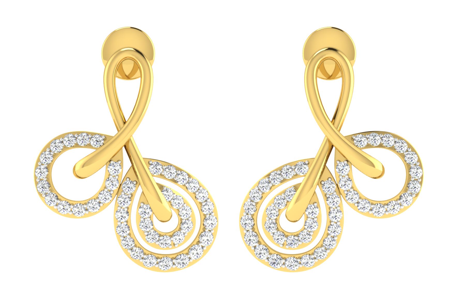 IGI Certified Natural Diamond 14/18K Fine Gold Earring Yellow Gold