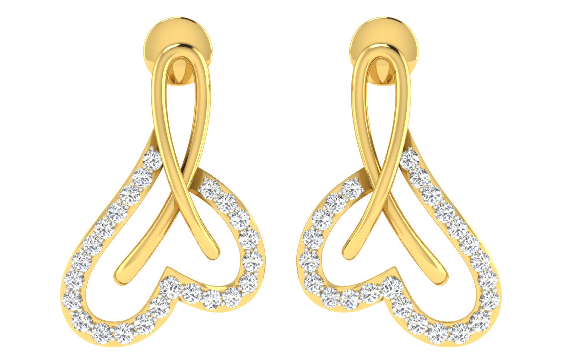 IGI Certified Natural Diamond 14/18K Fine Gold Earring Yellow Gold