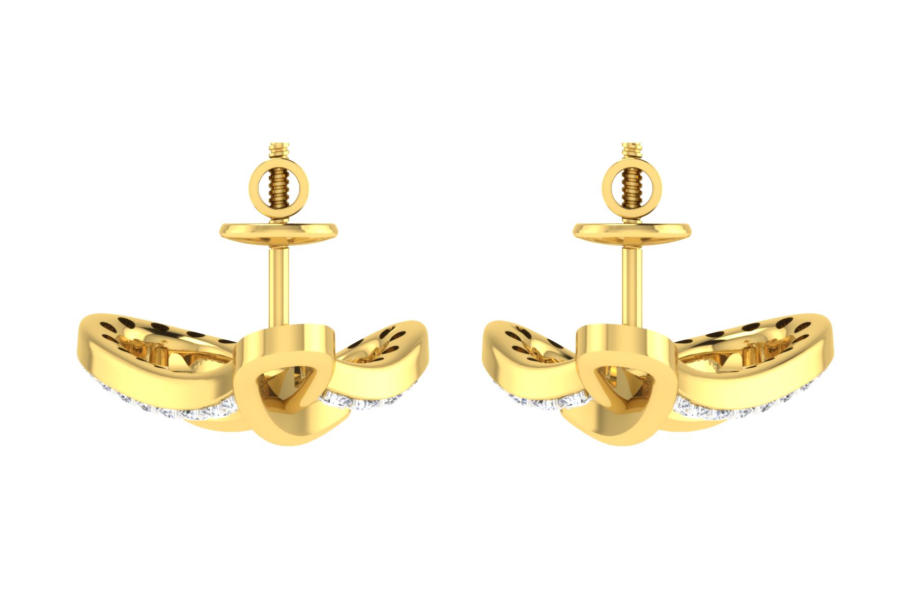 IGI Certified Natural Diamond 14/18K Fine Gold Earring Yellow Gold