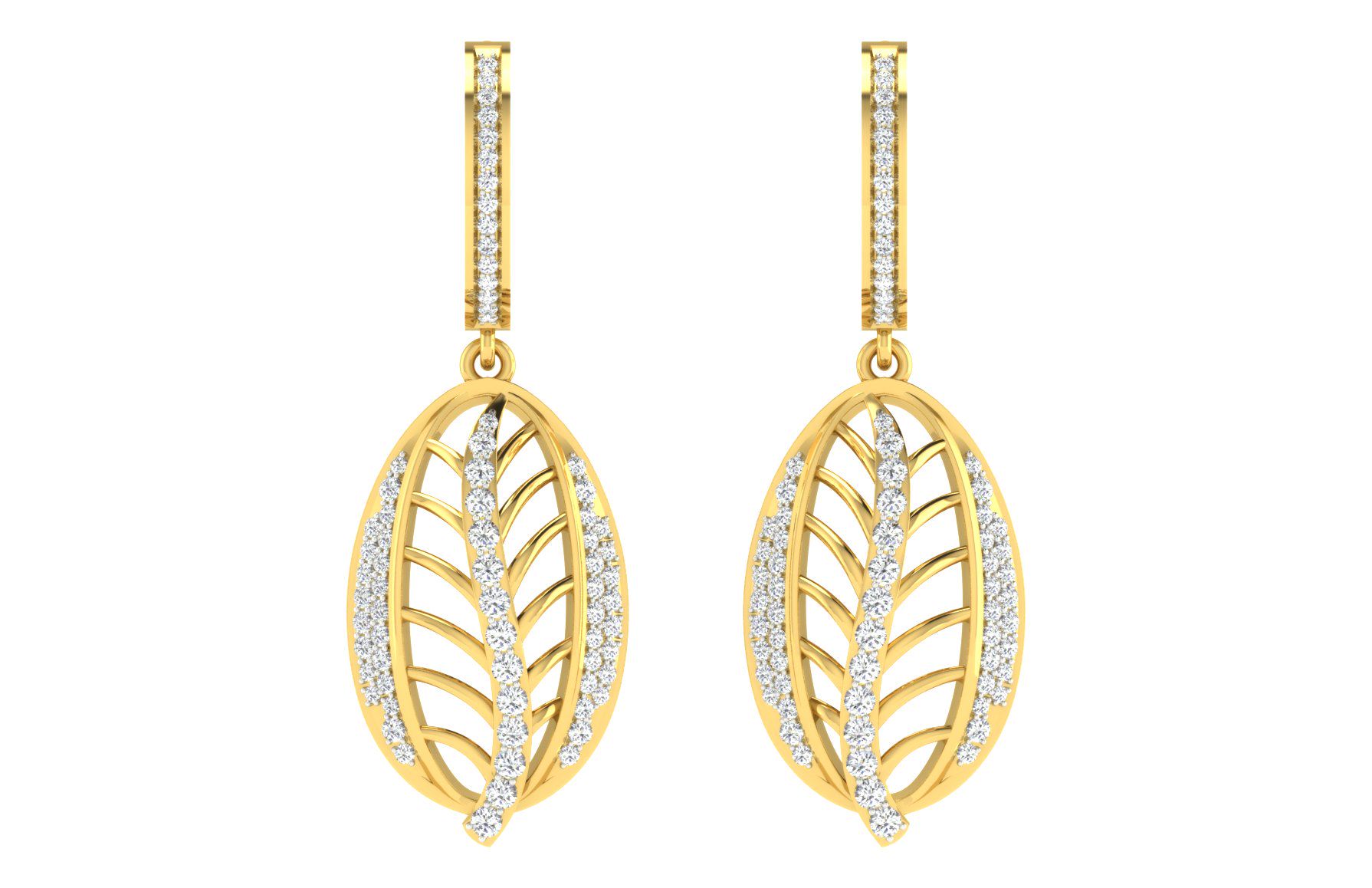 IGI Certified Natural Diamond 14/18K Fine Gold Earring Yellow Gold