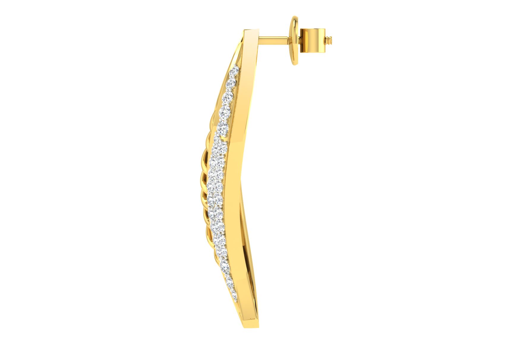 IGI Certified Natural Diamond 14/18K Fine Gold Earring Yellow Gold