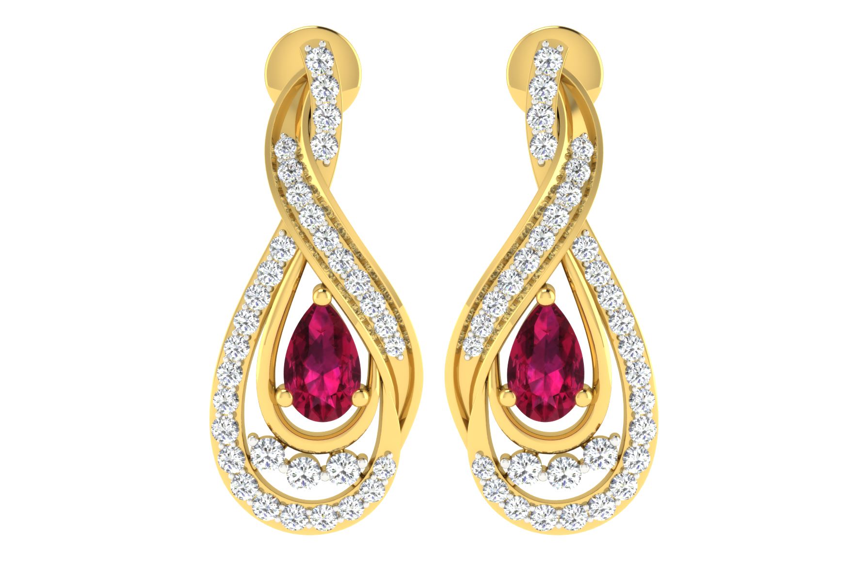 IGI Certified Natural Diamond 14/18K Fine Gold Earring Yellow Gold