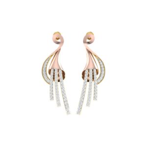 IGI Certified Natural Diamond 14/18K Fine Gold Earring Rose White & Yellow Gold