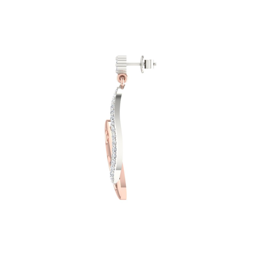 IGI Certified Natural Diamond 14/18K Fine Gold Earring Rose & White Gold