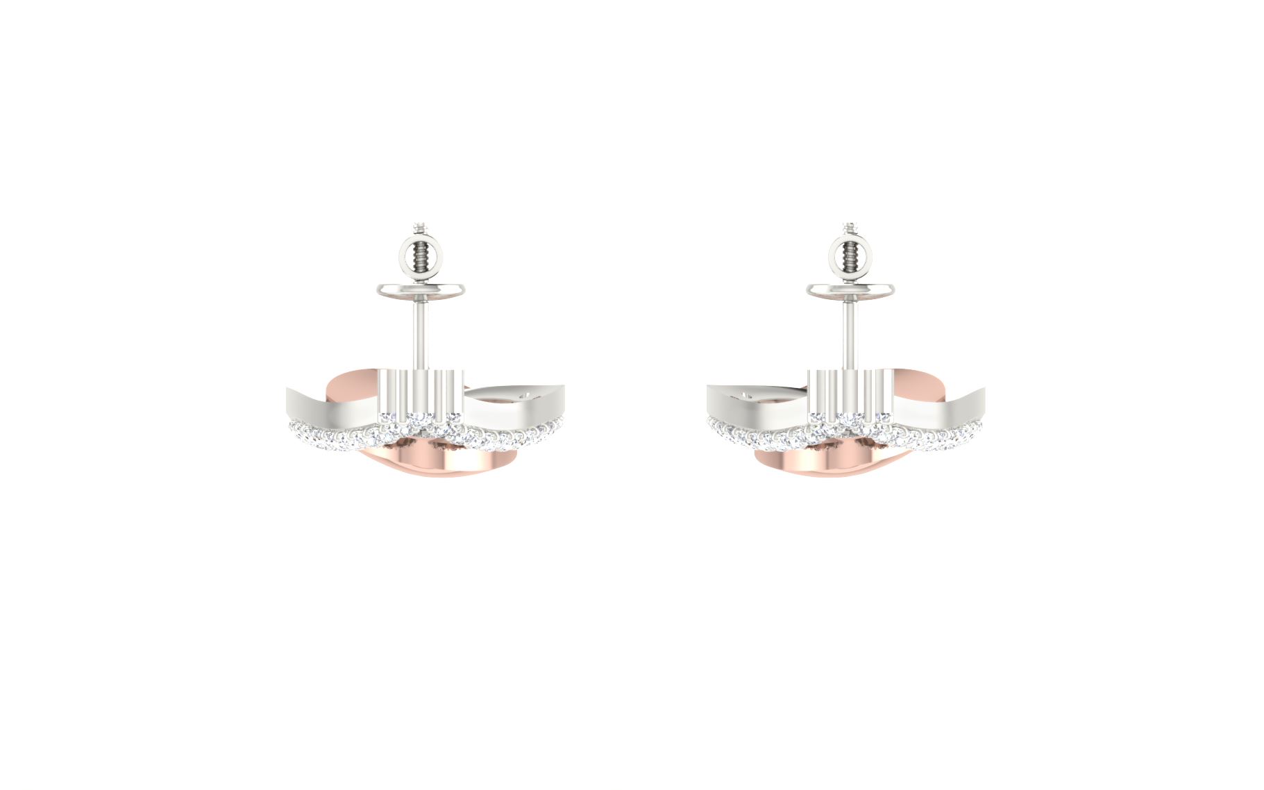 IGI Certified Natural Diamond 14/18K Fine Gold Earring Rose & White Gold