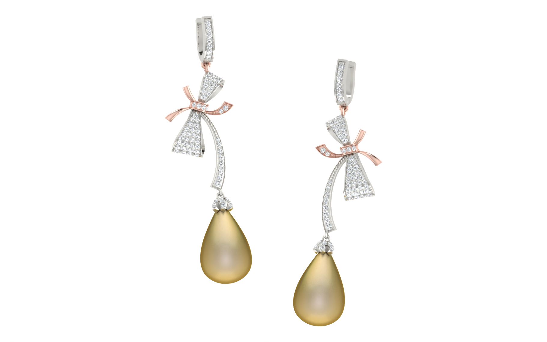 IGI Certified Natural Diamond 14/18K Fine Gold Earring White & Yellow Gold