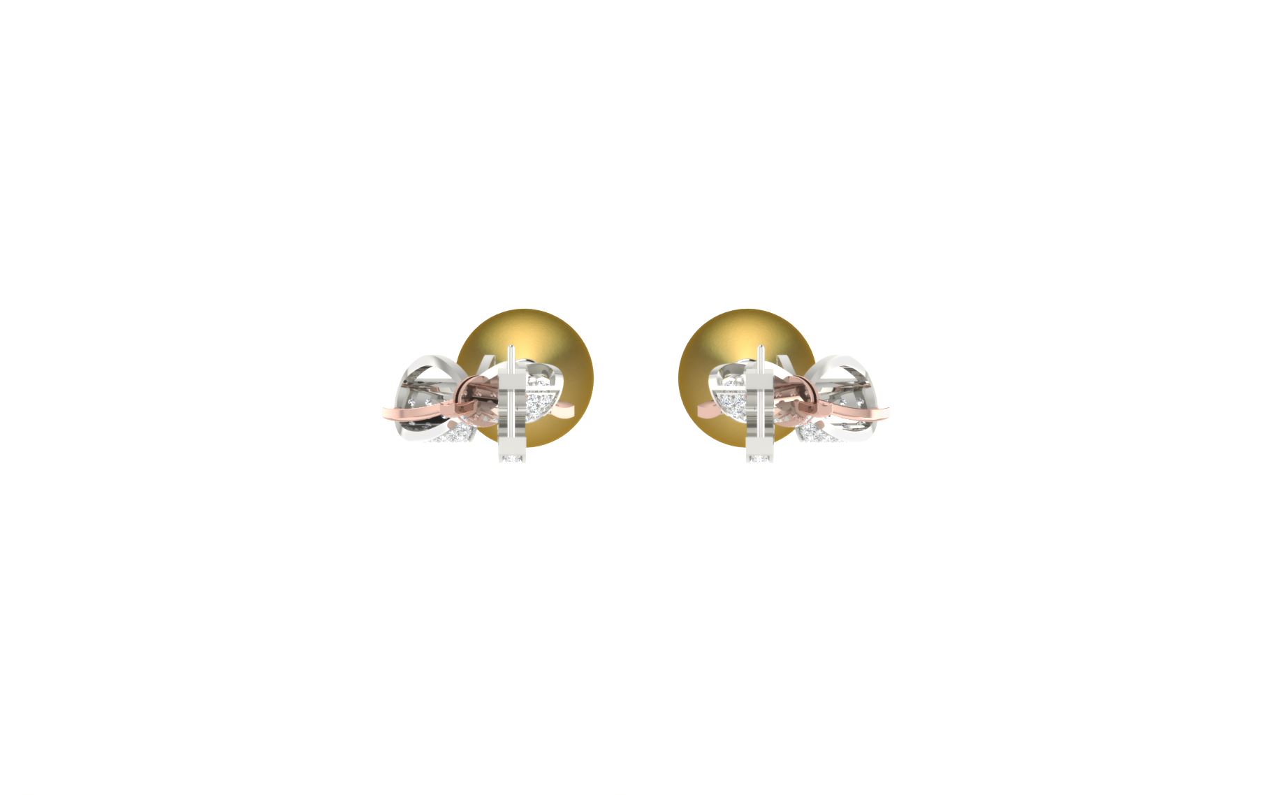 IGI Certified Natural Diamond 14/18K Fine Gold Earring White & Yellow Gold