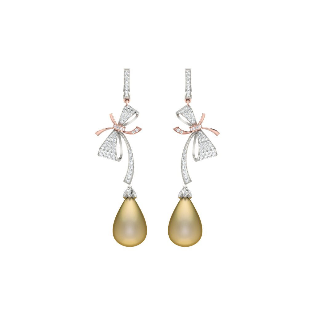 IGI Certified Natural Diamond 14/18K Fine Gold Earring White & Yellow Gold