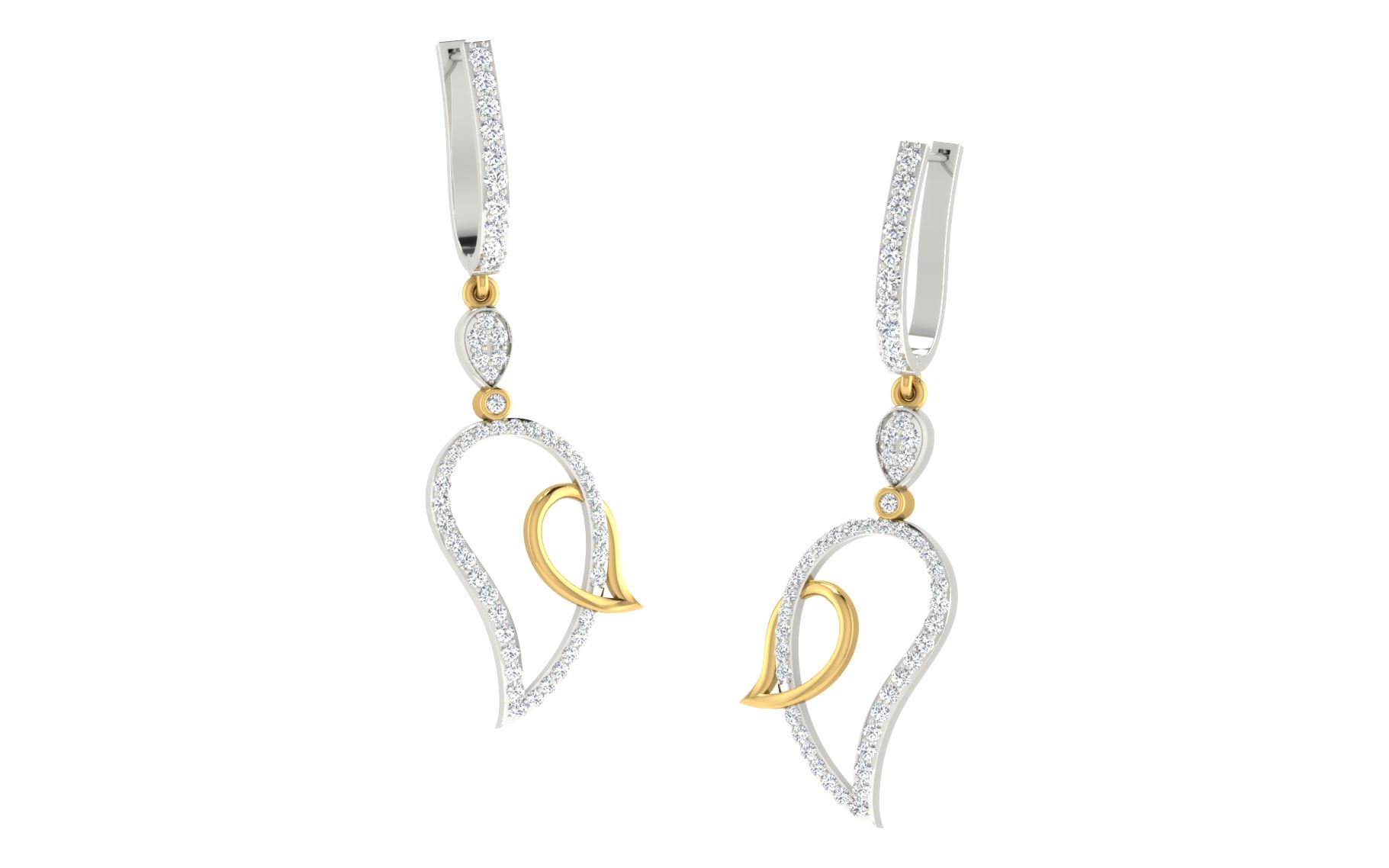 IGI Certified Natural Diamond 14/18K Fine Gold Earring White & Yellow Gold