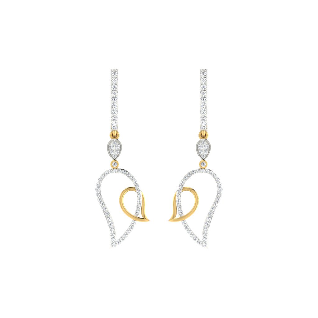 IGI Certified Natural Diamond 14/18K Fine Gold Earring White & Yellow Gold