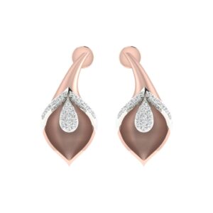 IGI Certified Natural Diamond 14/18K Fine Gold Earring Rose & White Gold