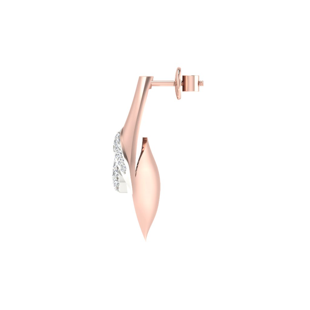 IGI Certified Natural Diamond 14/18K Fine Gold Earring Rose & White Gold
