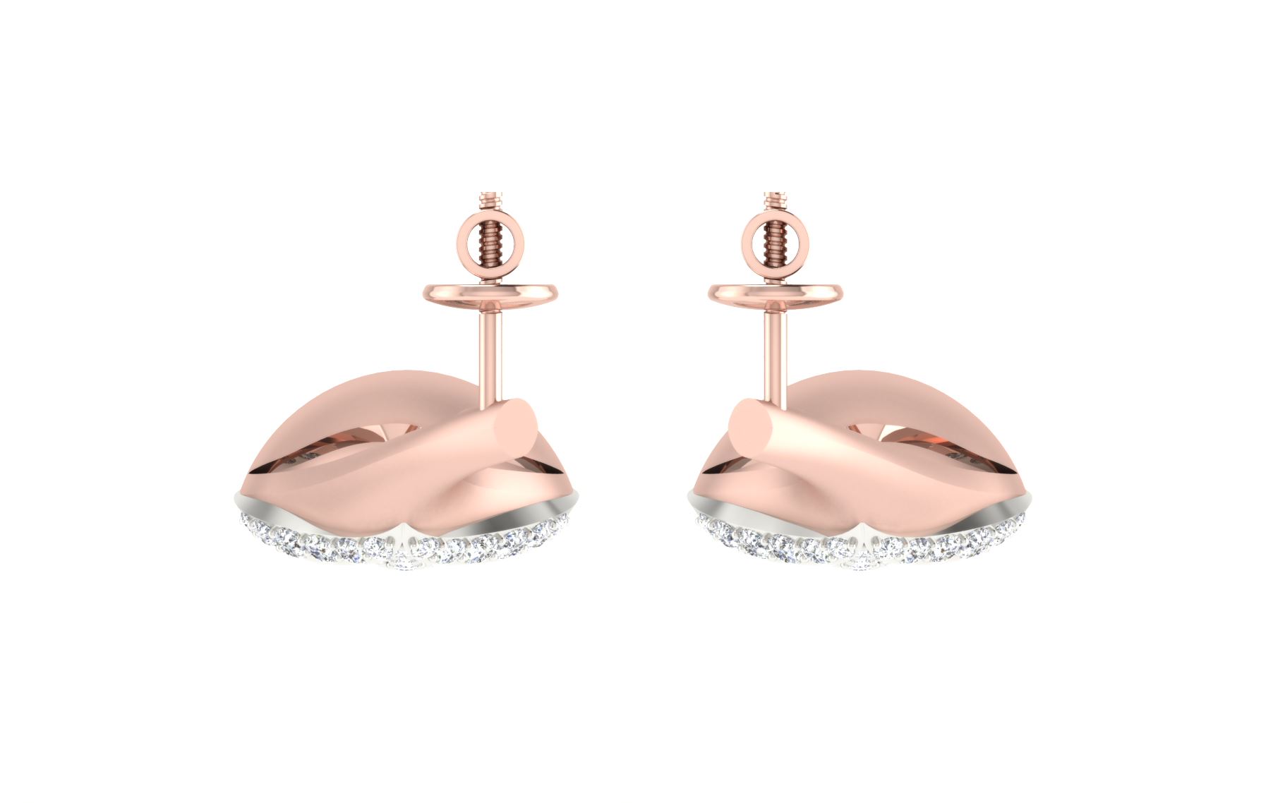 IGI Certified Natural Diamond 14/18K Fine Gold Earring Rose & White Gold