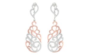 IGI Certified Natural Diamond 14/18K Fine Gold Earring Rose & White Gold
