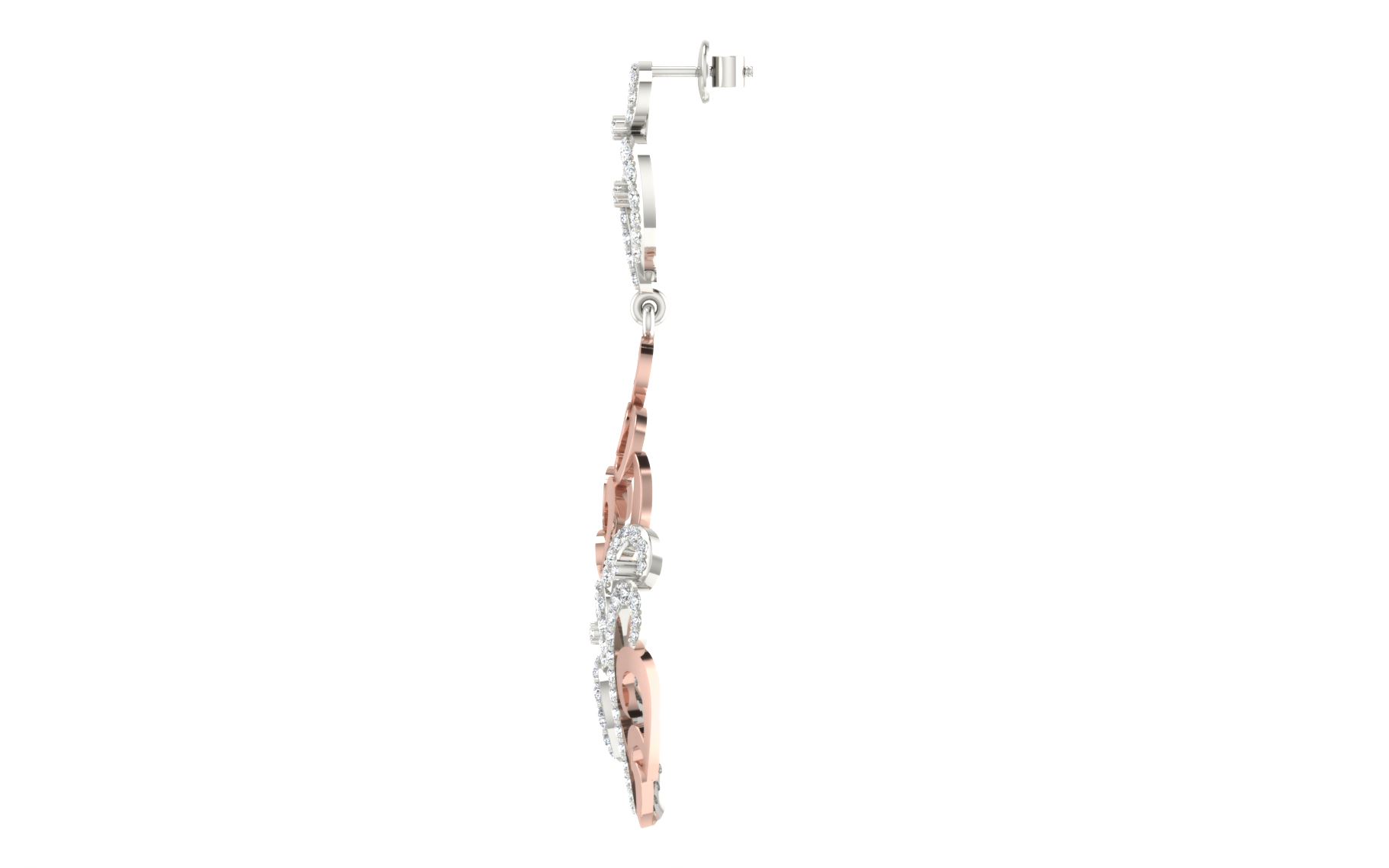 IGI Certified Natural Diamond 14/18K Fine Gold Earring Rose & White Gold