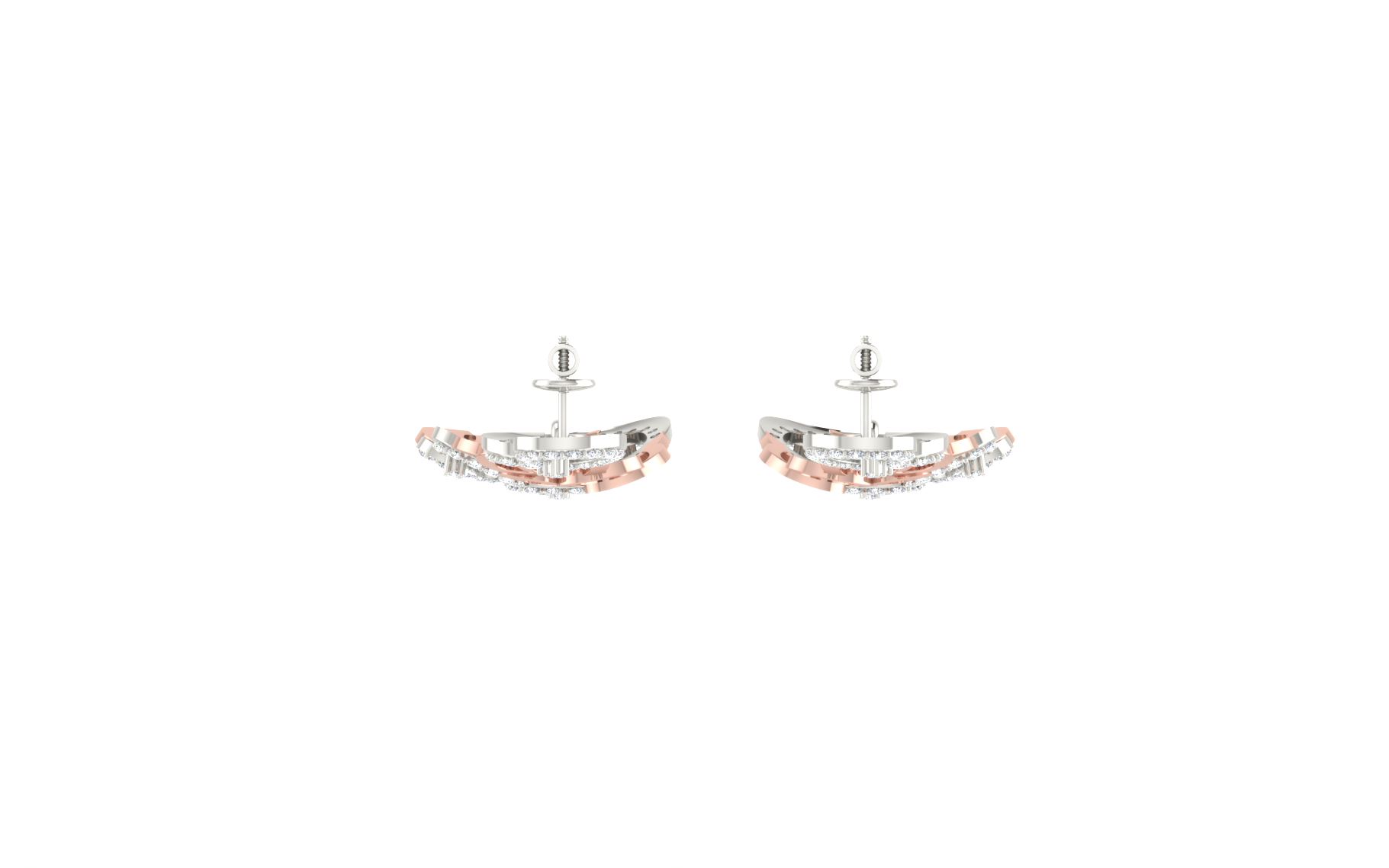 IGI Certified Natural Diamond 14/18K Fine Gold Earring Rose & White Gold