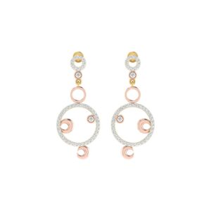 IGI Certified Natural Diamond 14/18K Fine Gold Earring Rose White & Yellow Gold