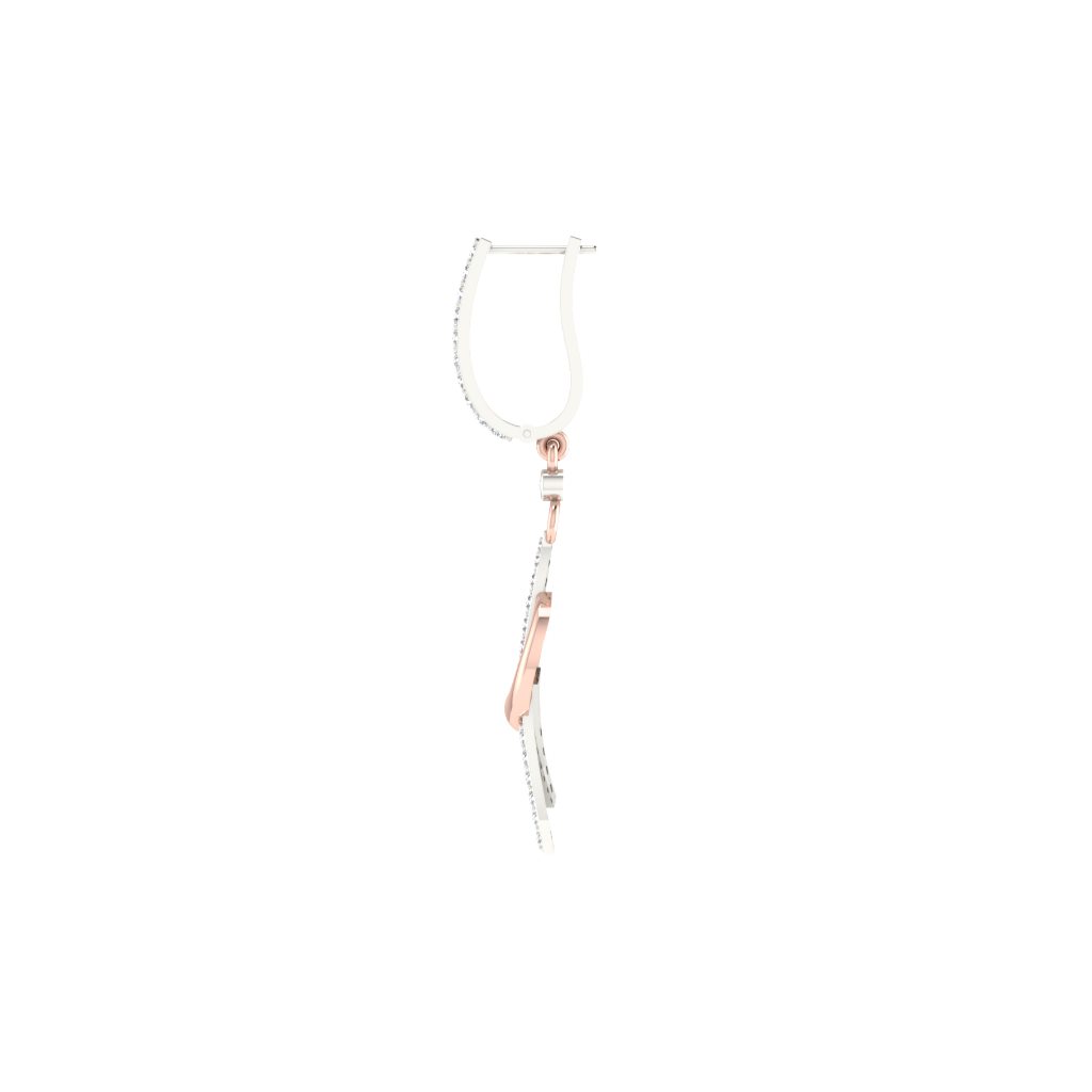 IGI Certified Natural Diamond 14/18K Fine Gold Earring Rose & White Gold