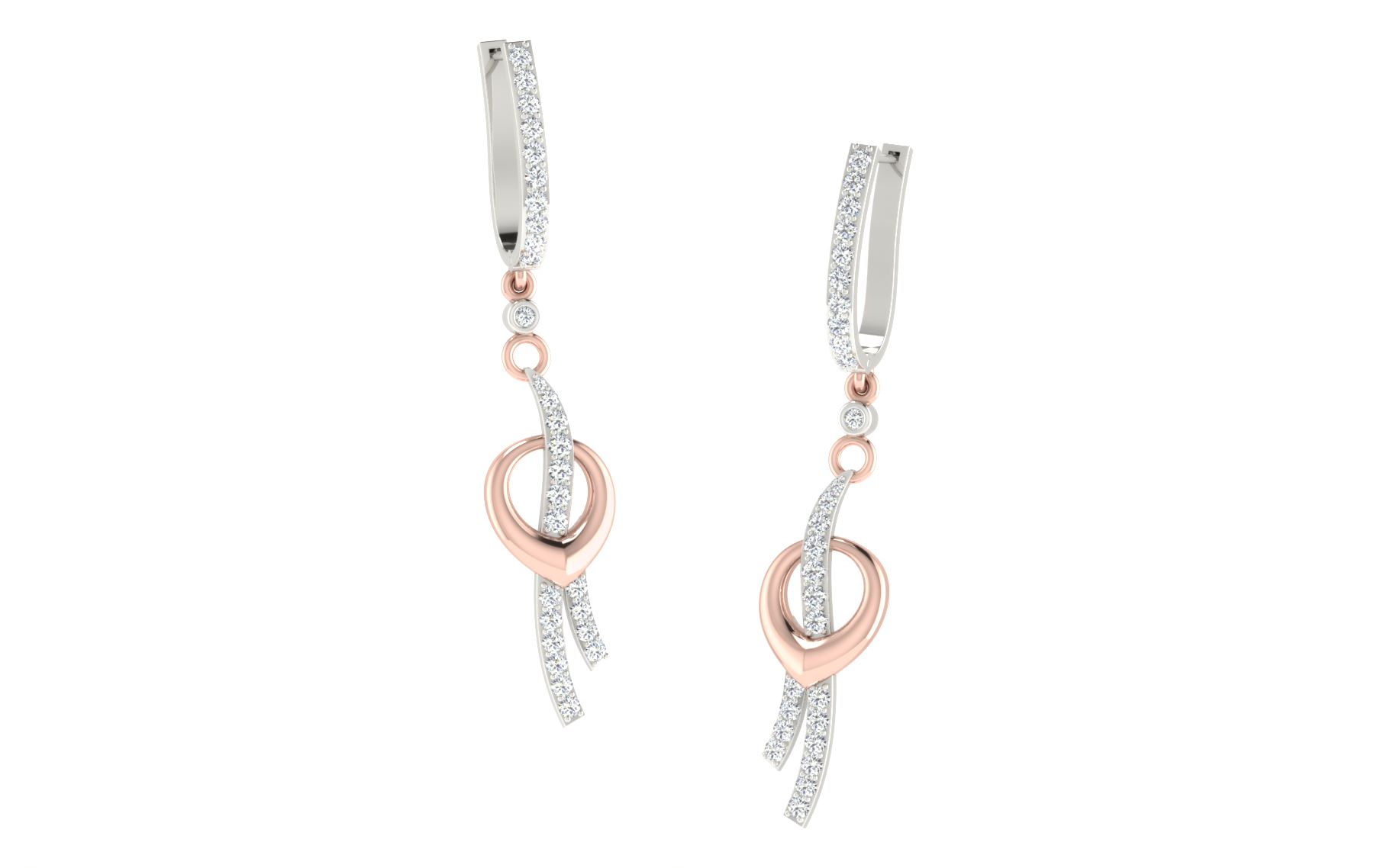IGI Certified Natural Diamond 14/18K Fine Gold Earring Rose & White Gold