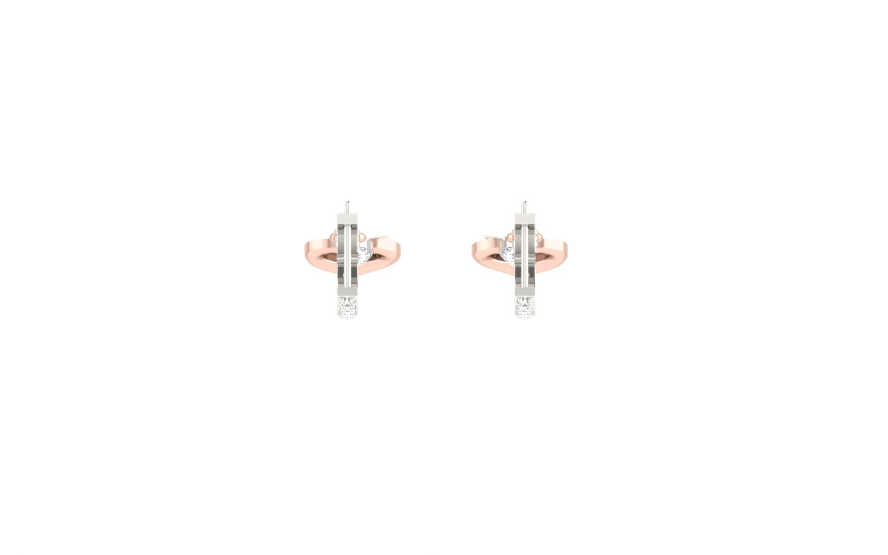 IGI Certified Natural Diamond 14/18K Fine Gold Earring Rose & White Gold