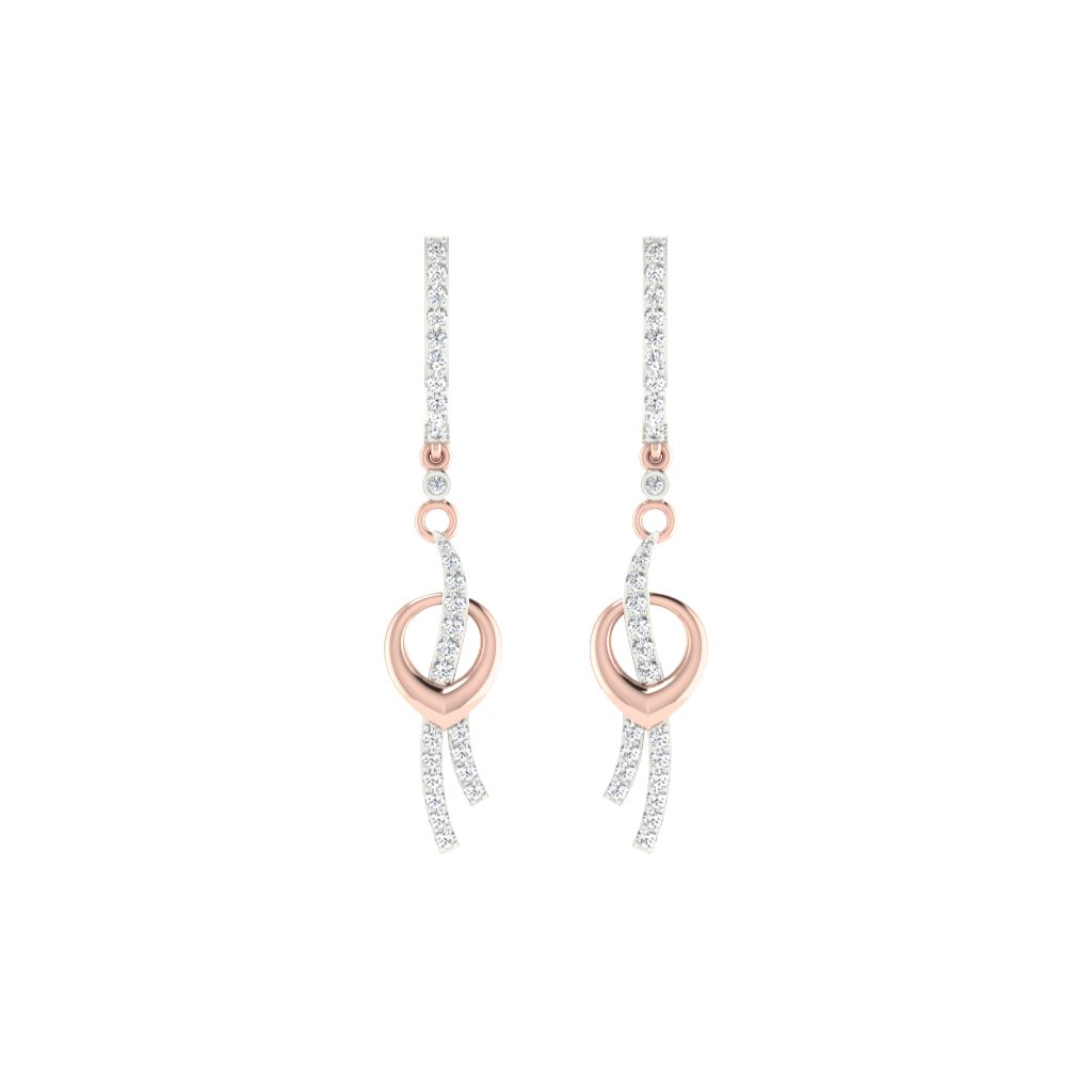 IGI Certified Natural Diamond 14/18K Fine Gold Earring Rose & White Gold