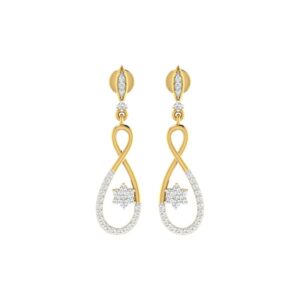 IGI Certified Natural Diamond 14/18K Fine Gold Earring White & Yellow Gold