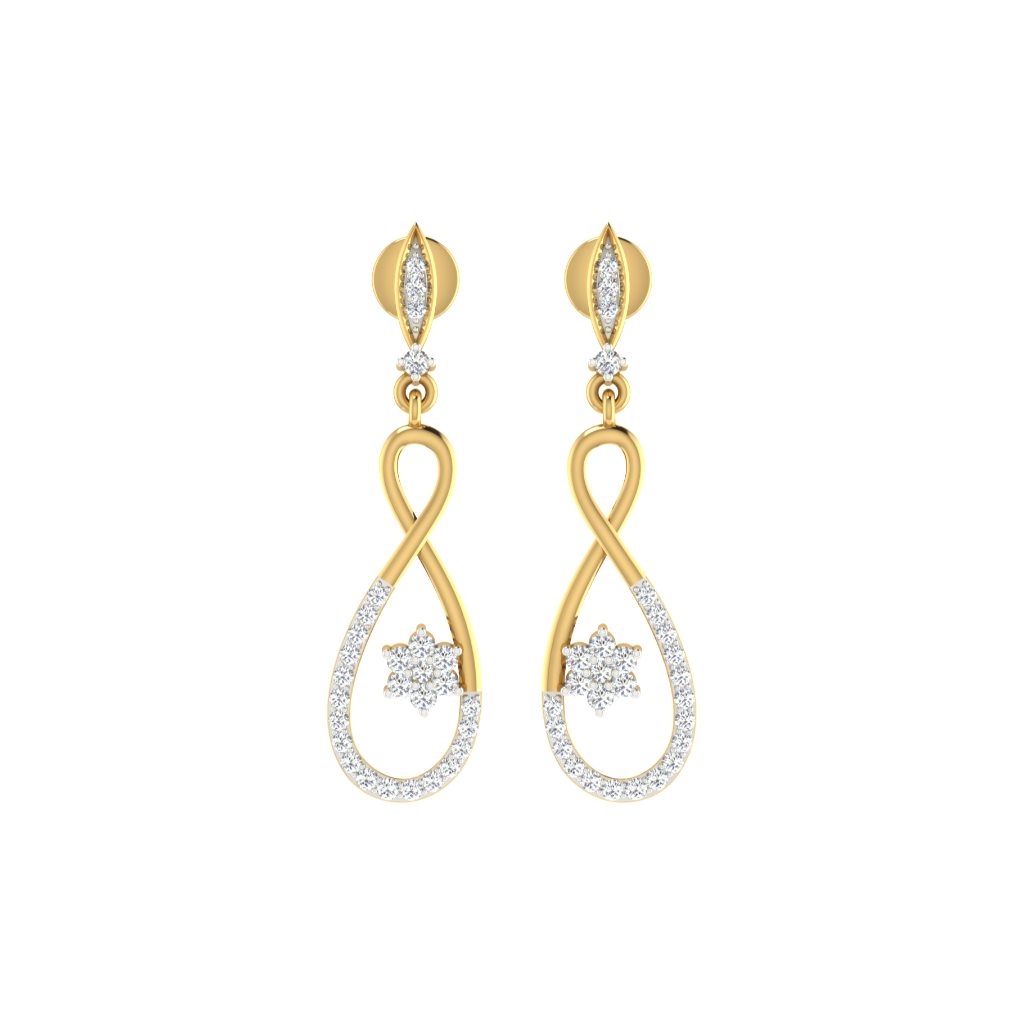 IGI Certified Natural Diamond 14/18K Fine Gold Earring White & Yellow Gold