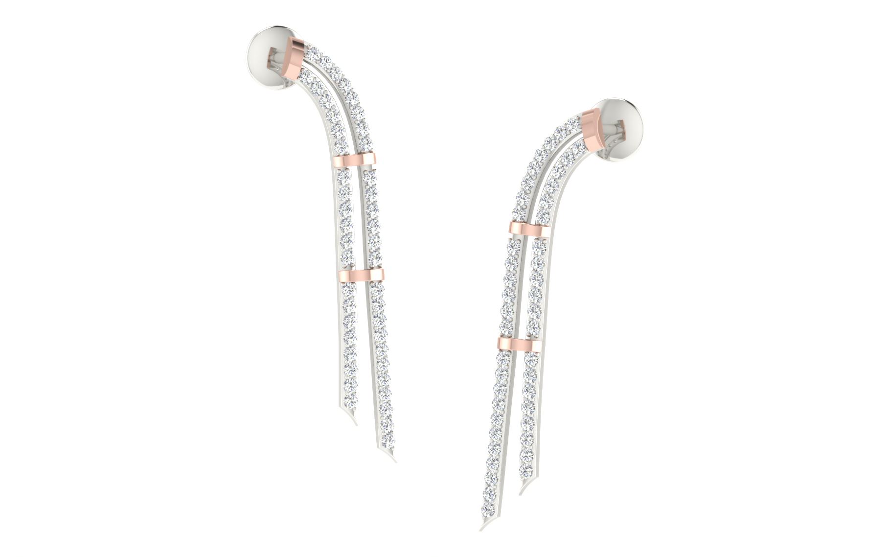 IGI Certified Natural Diamond 14/18K Fine Gold Earring Rose & White Gold