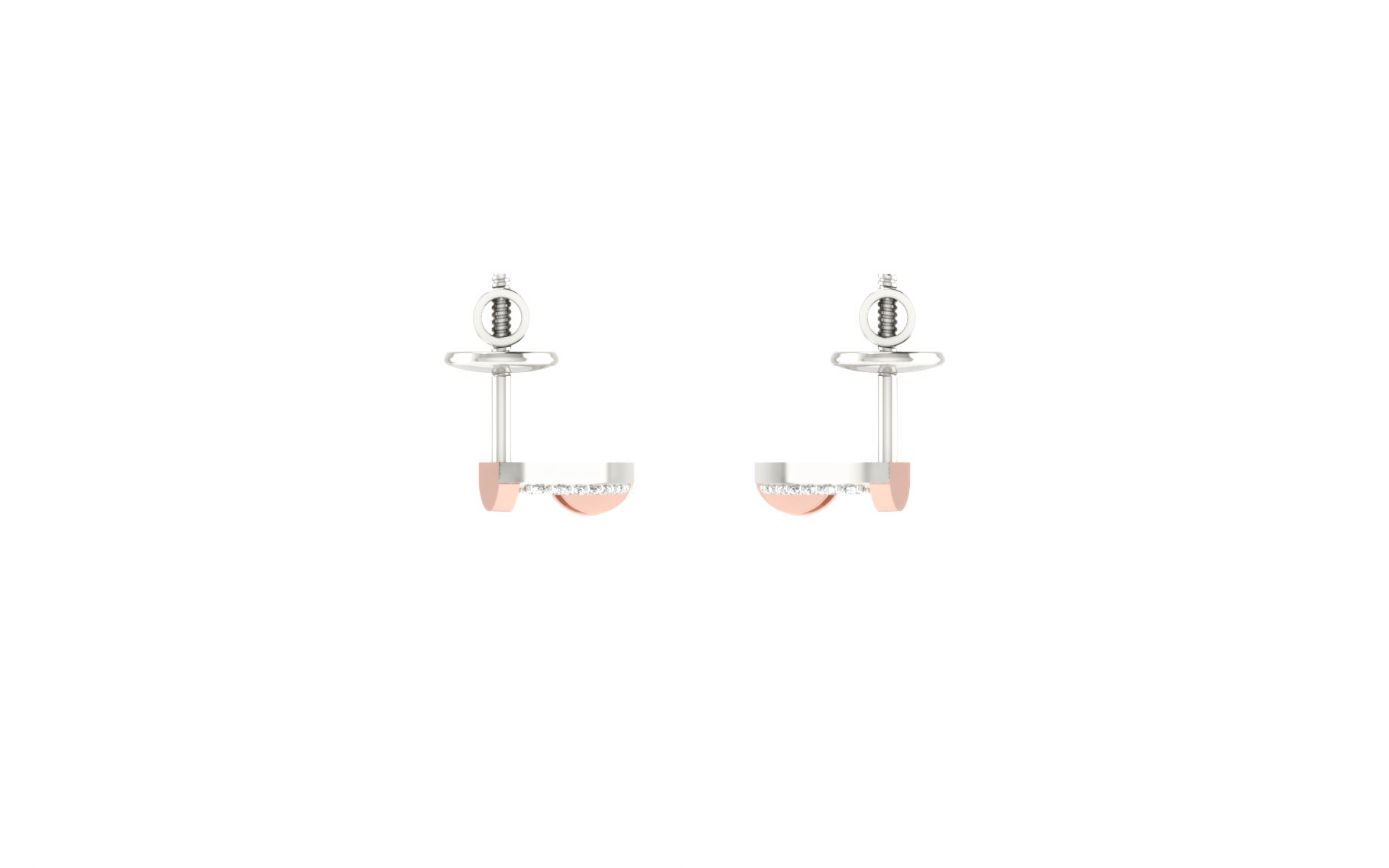 IGI Certified Natural Diamond 14/18K Fine Gold Earring Rose & White Gold