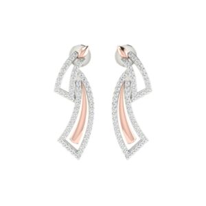 IGI Certified Natural Diamond 14/18K Fine Gold Earring Rose & White Gold