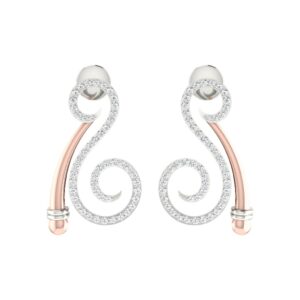 IGI Certified Natural Diamond 14/18K Fine Gold Earring Rose & White Gold