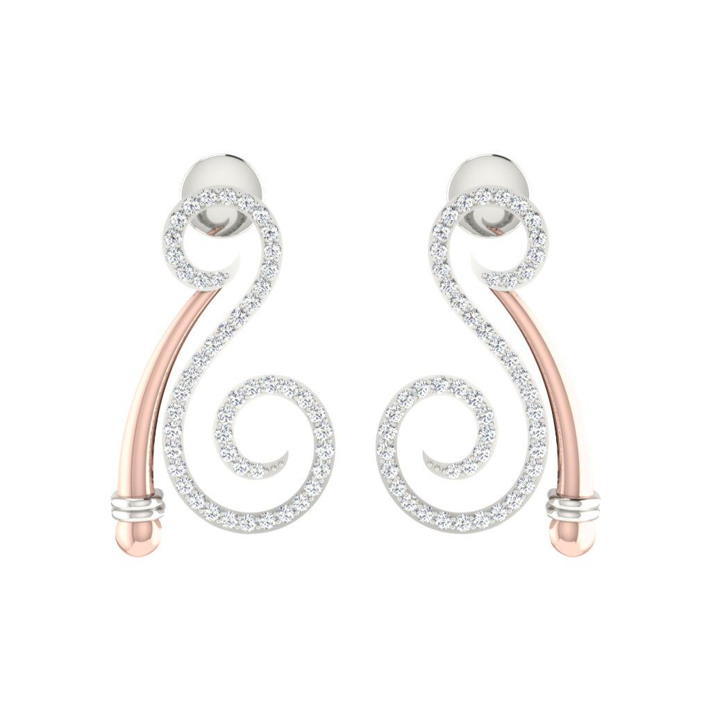 IGI Certified Natural Diamond 14/18K Fine Gold Earring Rose & White Gold