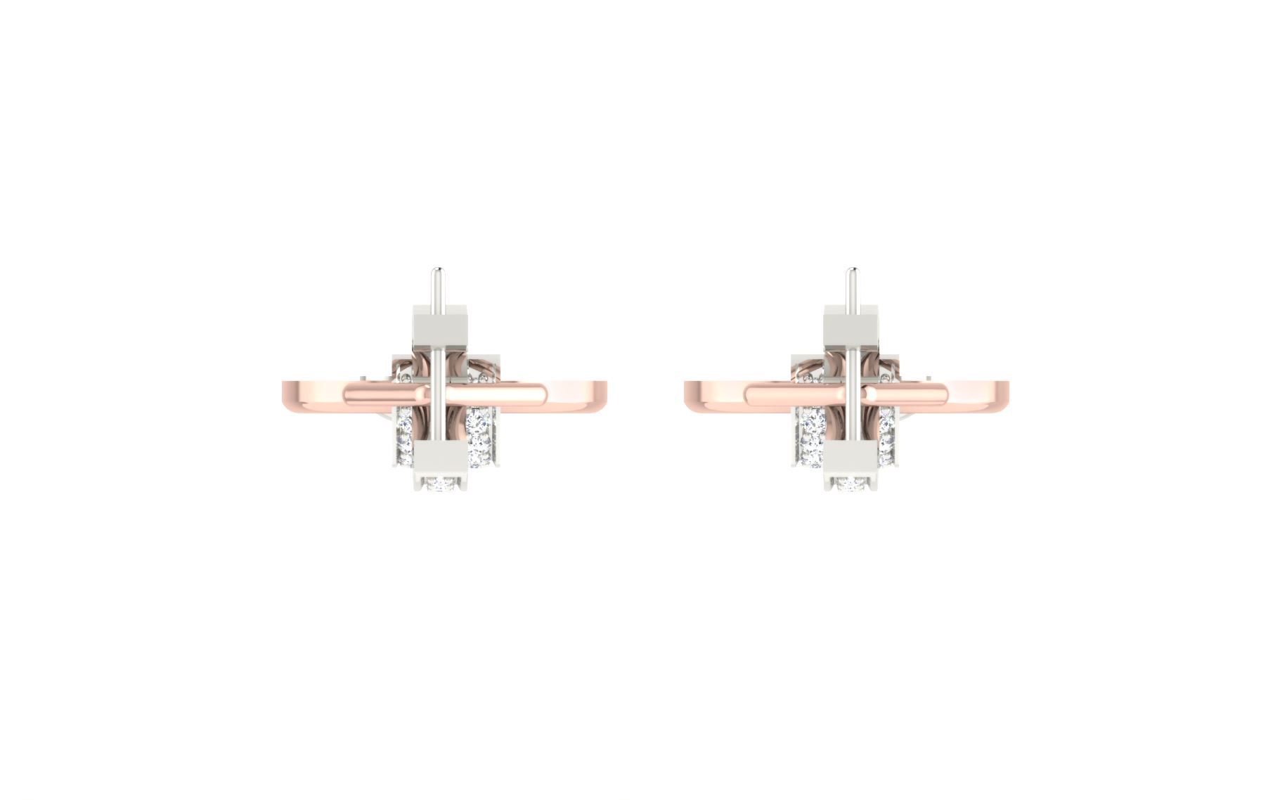 IGI Certified Natural Diamond 14/18K Fine Gold Earring Rose & White Gold