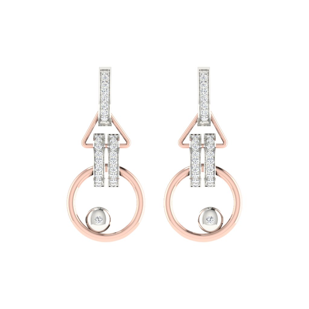 IGI Certified Natural Diamond 14/18K Fine Gold Earring Rose & White Gold